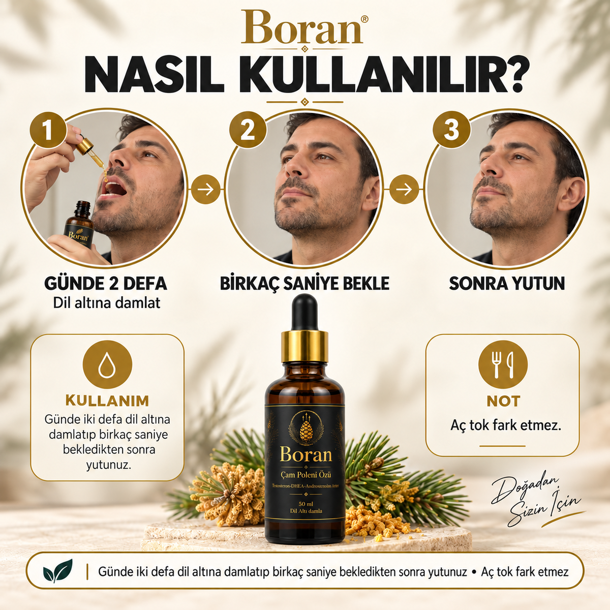 Boran Çam Poleni Özü –Doğal Performans Artırıcı ve Geciktirici Etkili Özel Formül